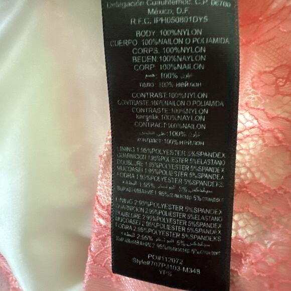 BEBE Womens Dress Small Coral Pink Lace Mini Sheath Retro Y2K Coquette Party - Picture 6 of 10